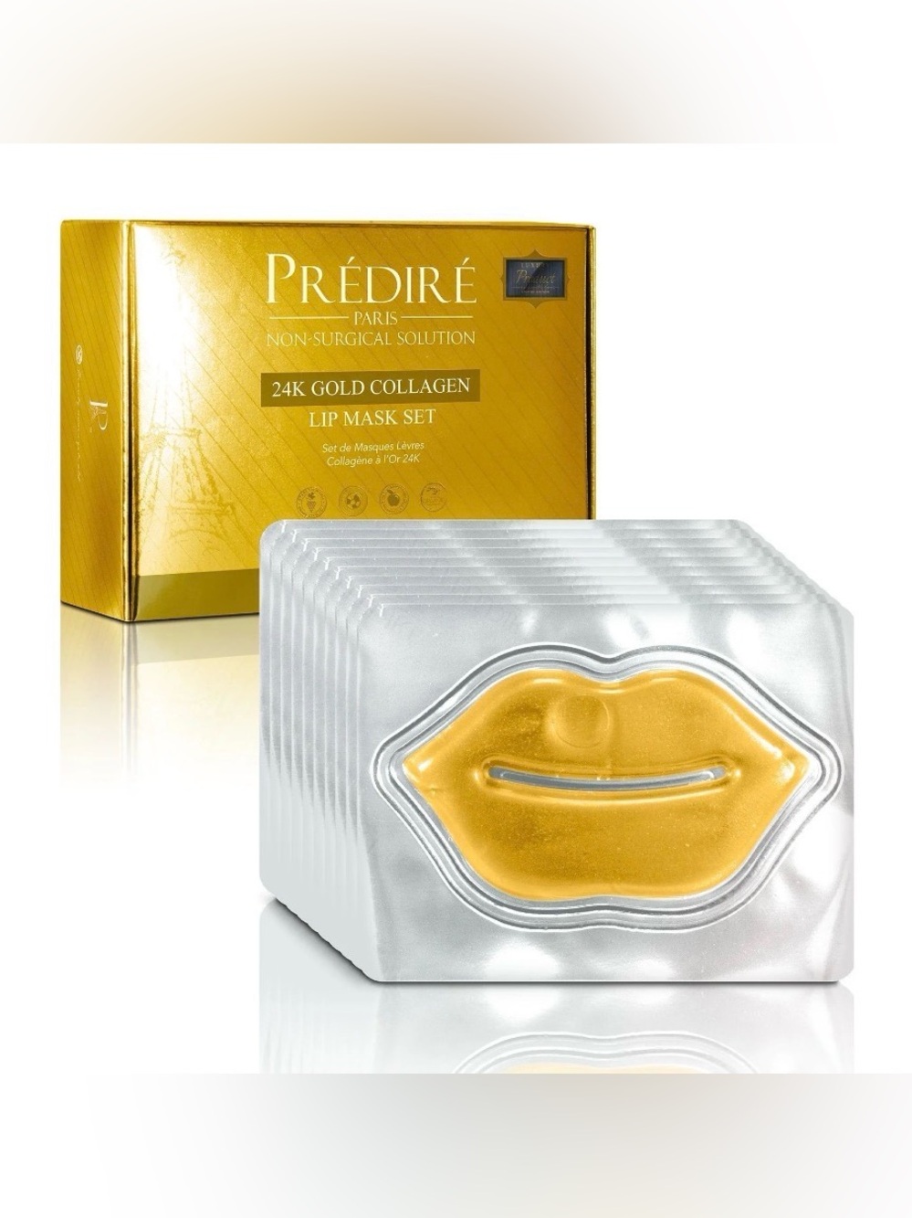 Predire 24k Gold Collagen Boosting 10 Piece Lip Mask Set ~ retail $399